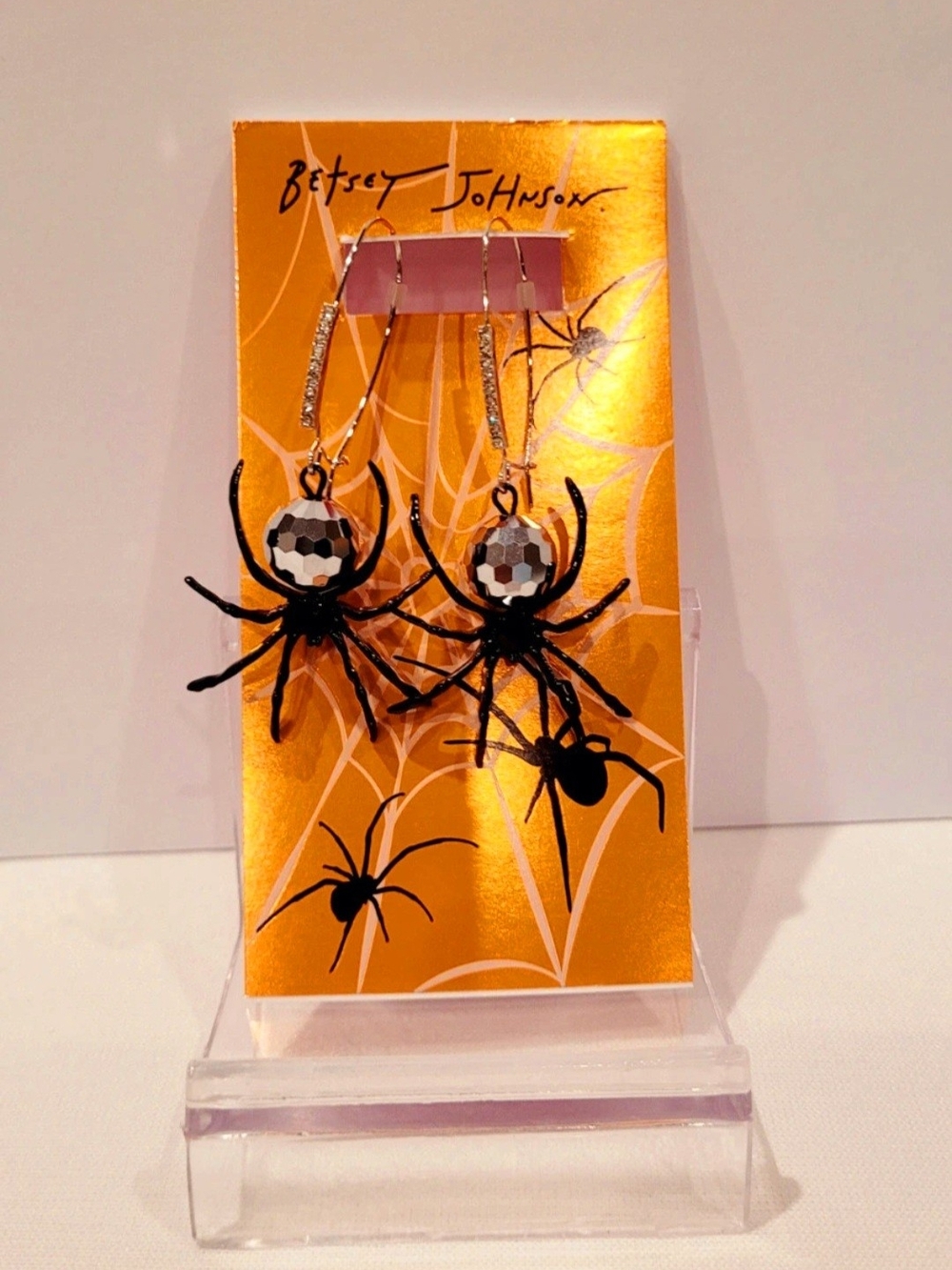 Betsey Johnson Black & Silver Spider Drop Earrings